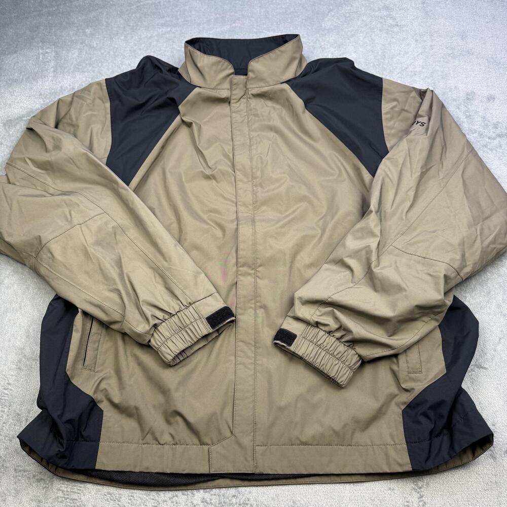 FootJoy DryJoys Jacket Mens XL Beige Black Full Zip Golf Waterproof Windbreaker
